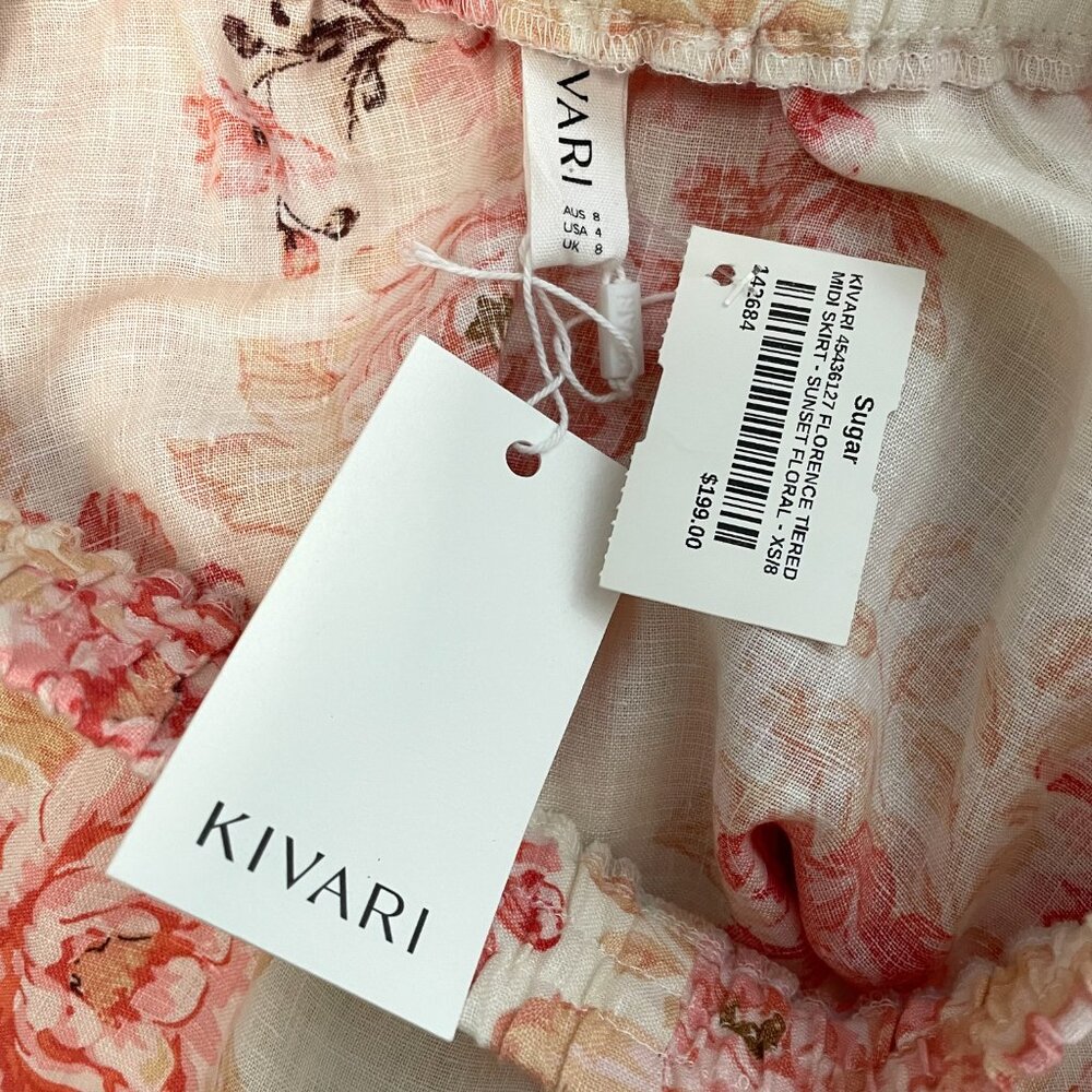 Kivari Florence Tiered Midi Skirt in Sunset Floral - Picture 5 of 8